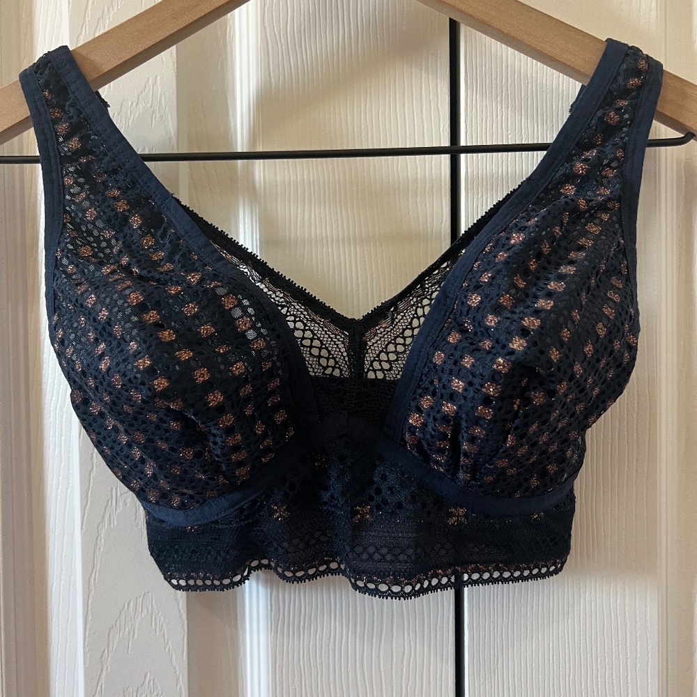 Zara Navy with Gold Bralette | Bravissimo - Picture 2 of 6